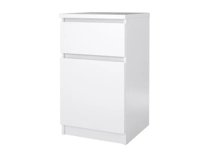 Naia Nachttisch Tür wendbar 1 Tür 1 Schublade weiß Hochglanz.