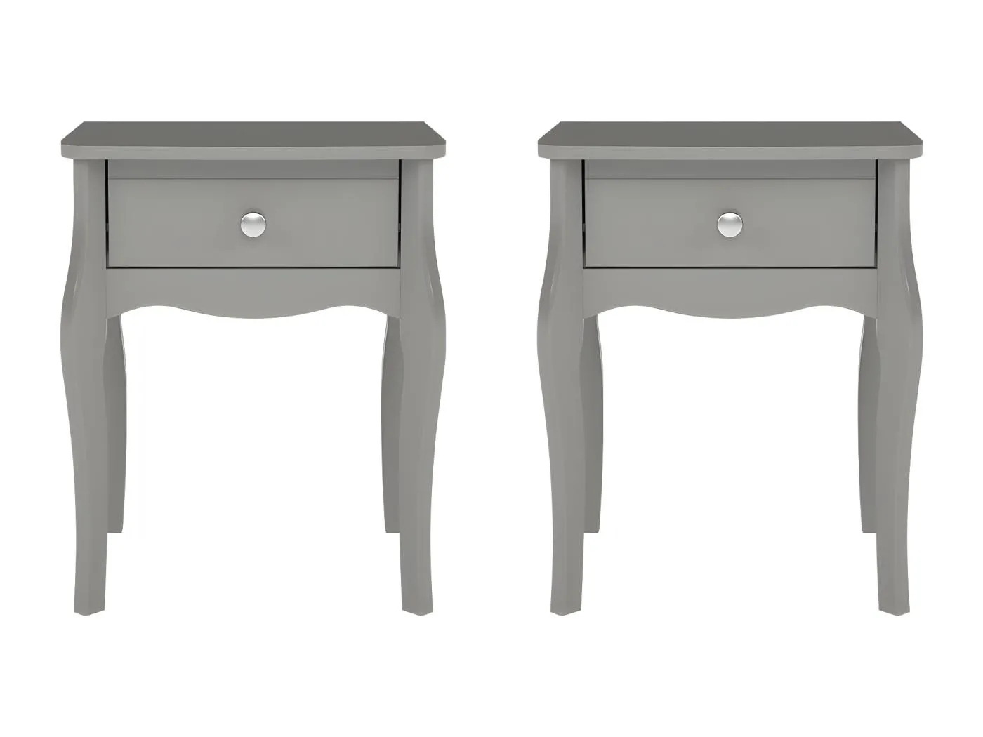 Baroque Nachttisch 2 Stk. mit 1 Schublade grau.