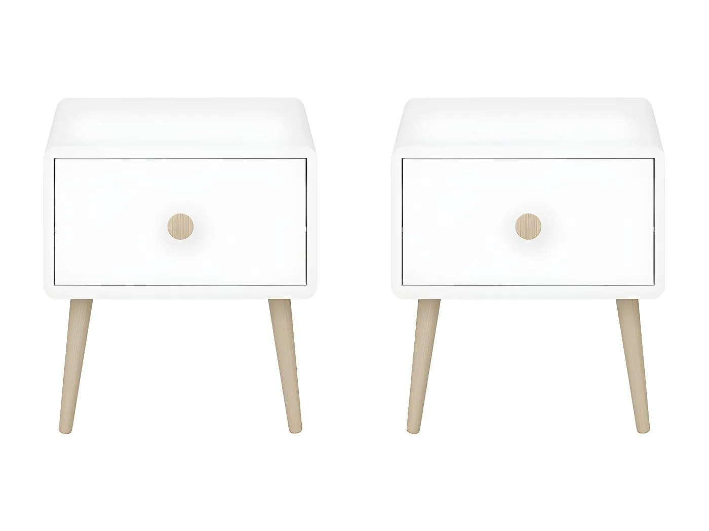 Gaia Nachttisch 2 Stk. mit 1 Schublade Weiß.