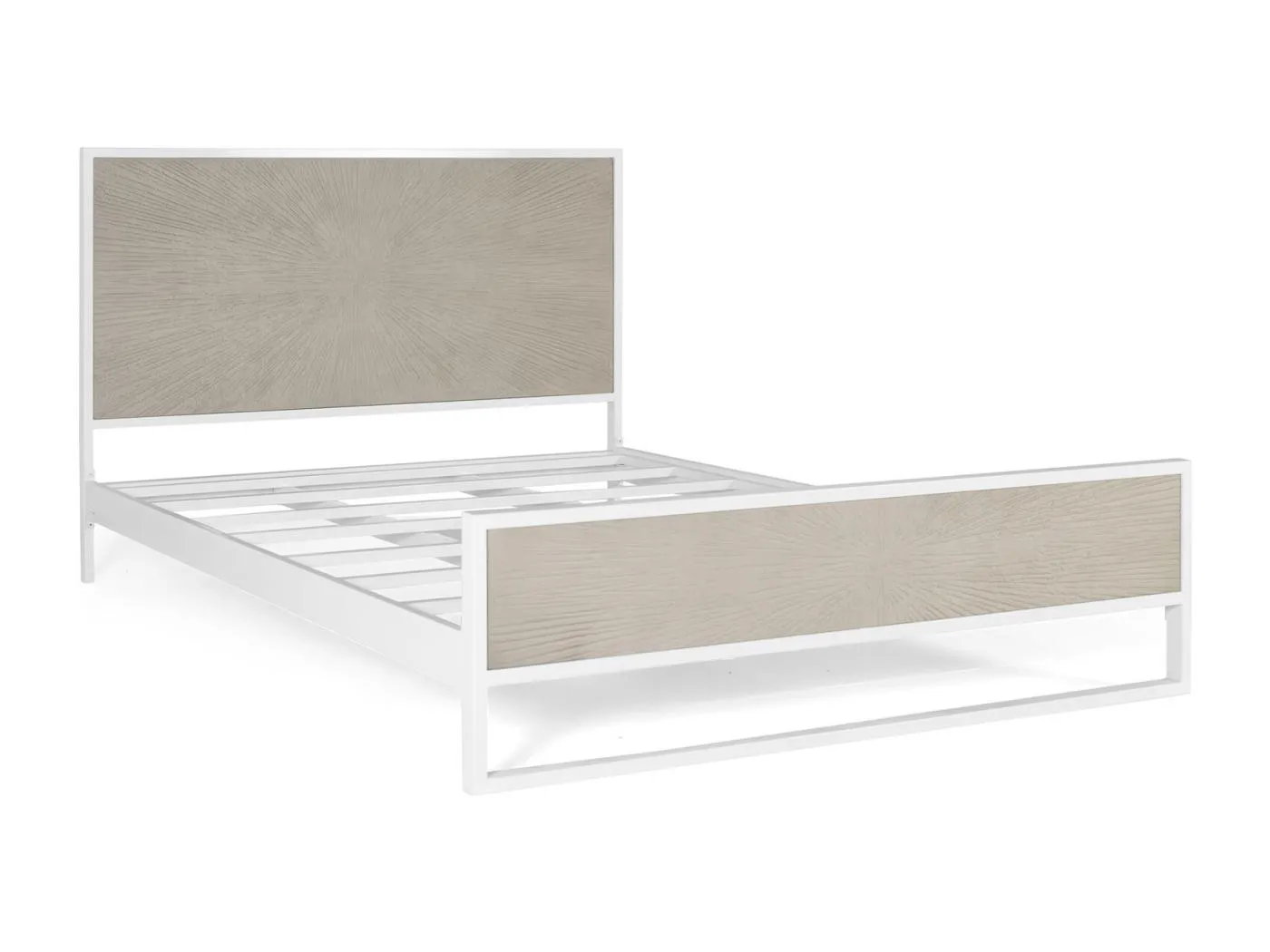 Bett aus weißem und beigem Metall und Kunstharz