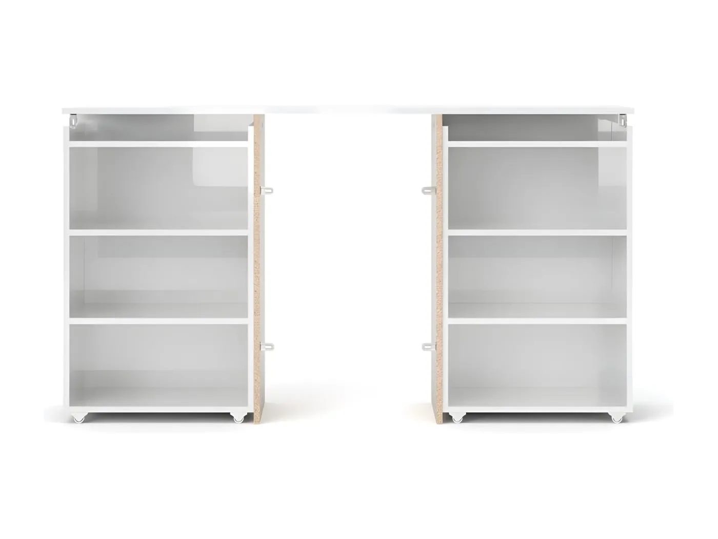 Nada Kopfende 140 cm mit 4 Ablagen weiss hochglanz.