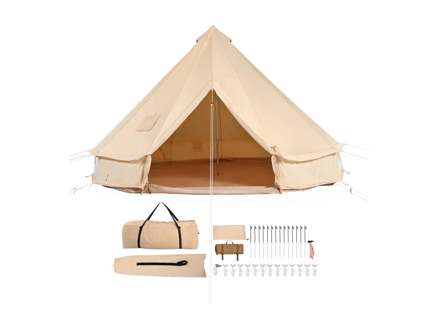 Zelt Glocke aus Stoff SucceBuy, 4 Jahreszeiten 6 m für Familiencamping mit Ofenloch