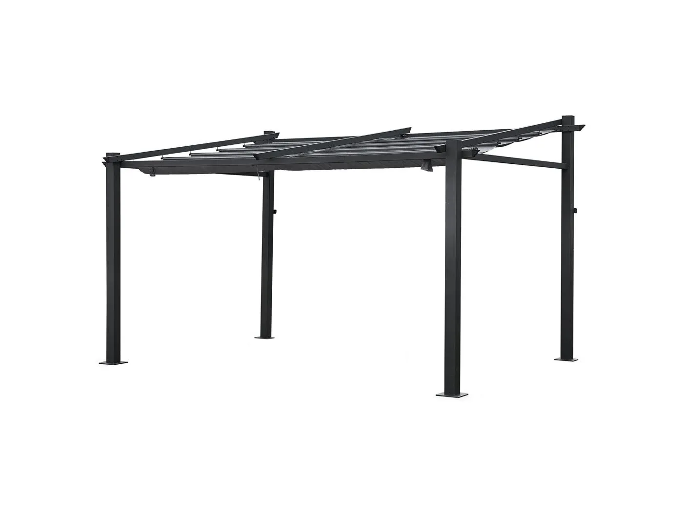 Wandpergola 3 × 4m FRÉJUS grau - Aluminiumstruktur