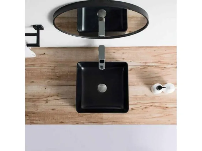 Aufsatzwaschbecken aus glasierter Keramik RIVA 365 cm schwarz matt