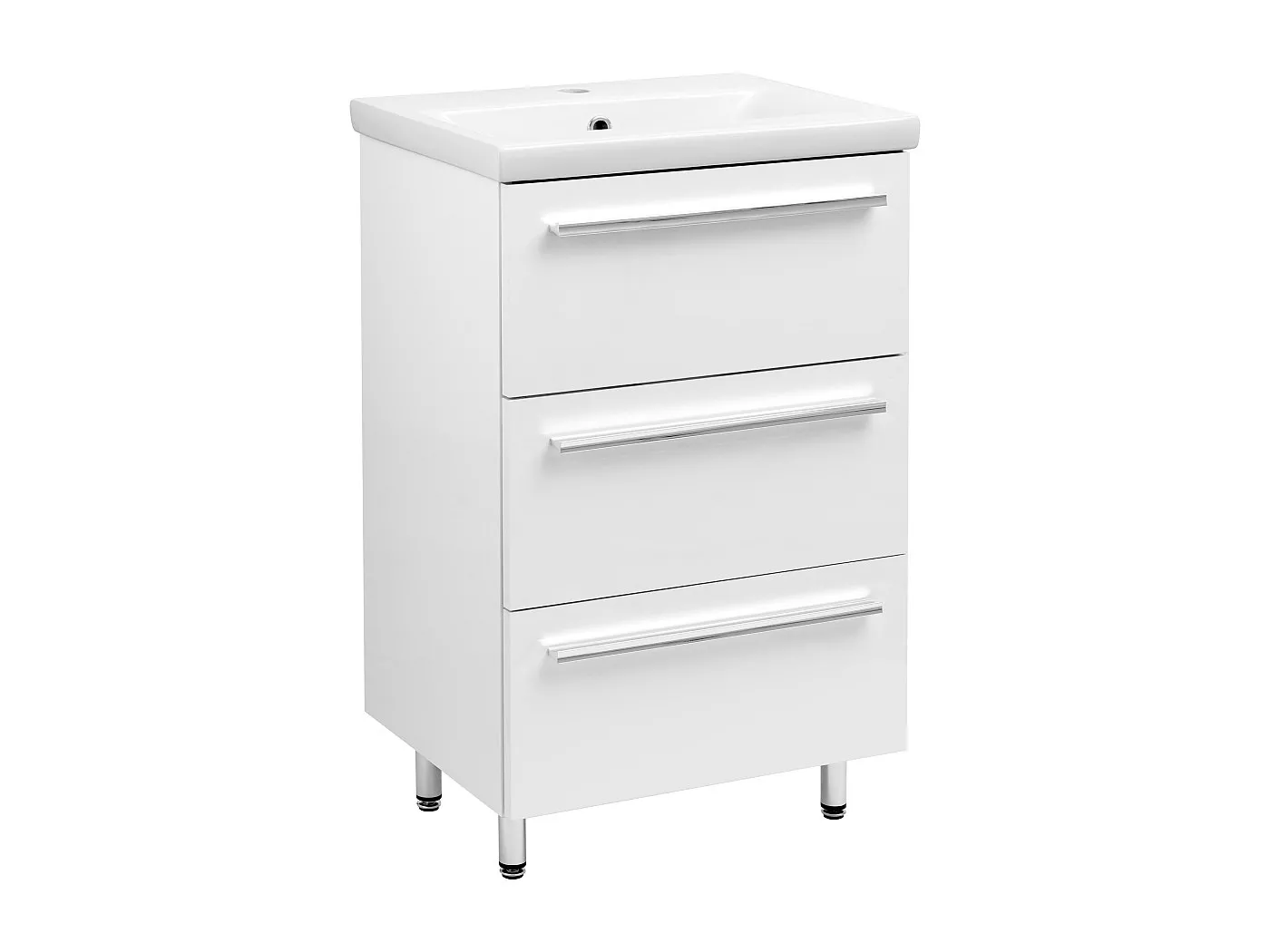 Weißes Badezimmer-Set Stehender 50cm-Schrank mit Waschbecken Breeze