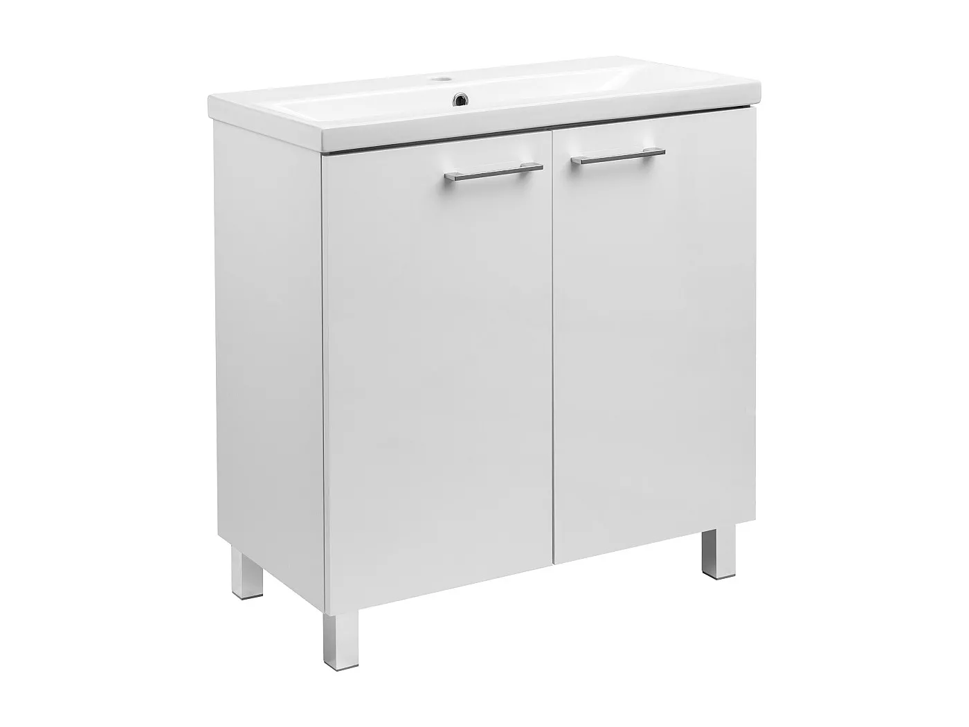 Weißes Stehendes Badezimmer Set 80cm Schrank mit Waschbecken