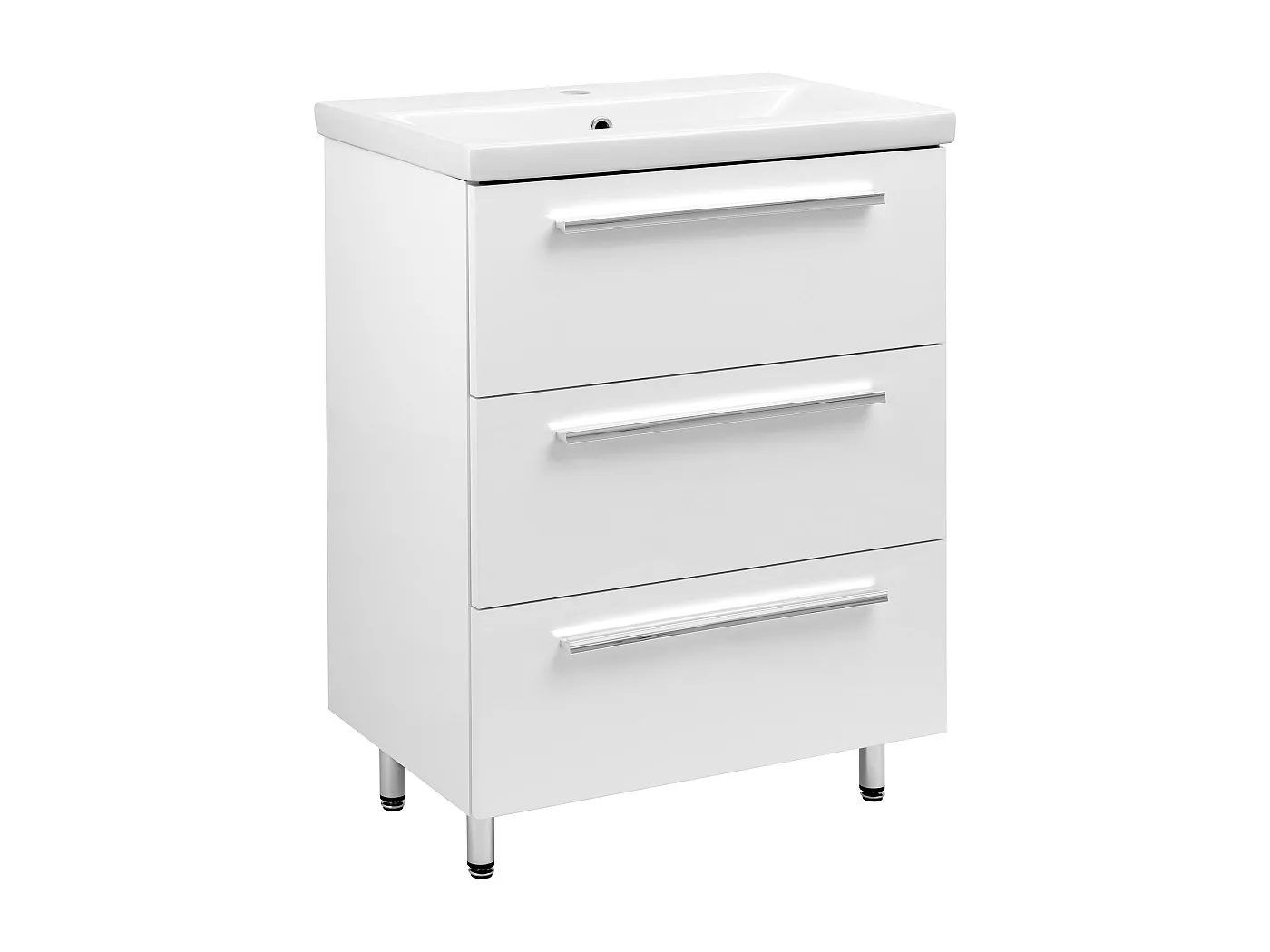 Weißes Badezimmer-Set Stehender 60cm Schrank mit Waschbecken Breeze