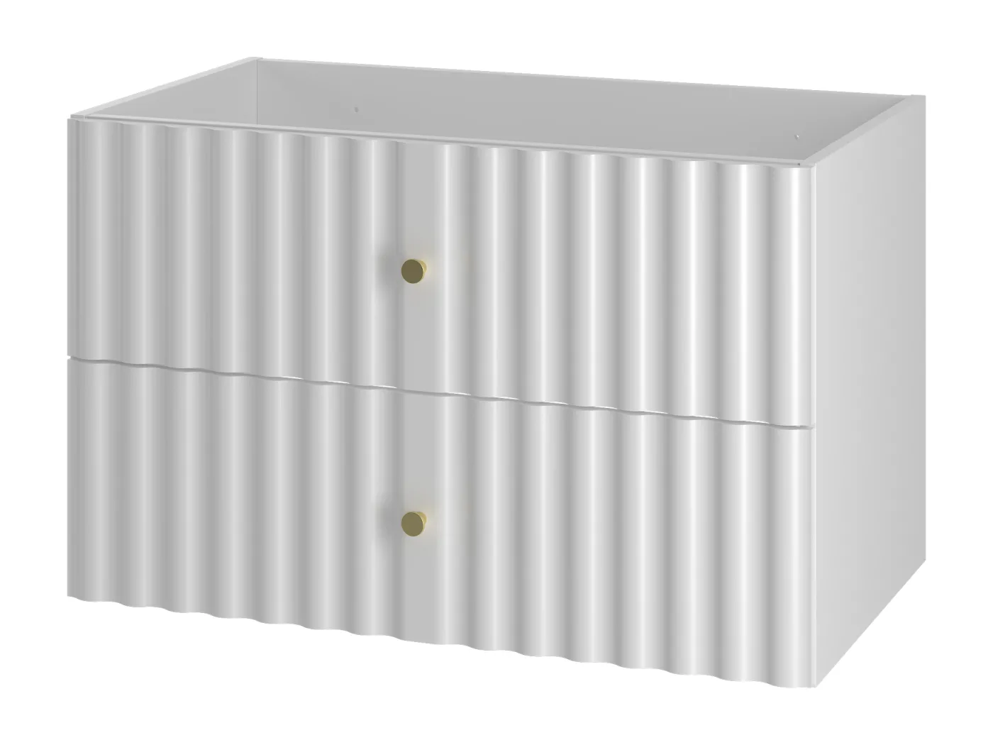 Weiß Waschbeckenunterschrank 80 cm Geriffelte Fronten Aqua