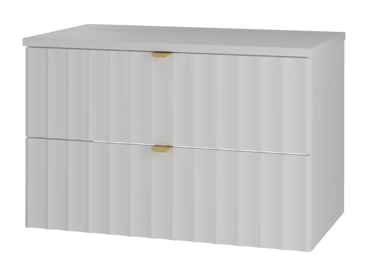 Weiß Badezimmer Set 80cm Schrank mit Arbeitsplatte geriffelte Fronten Arcos