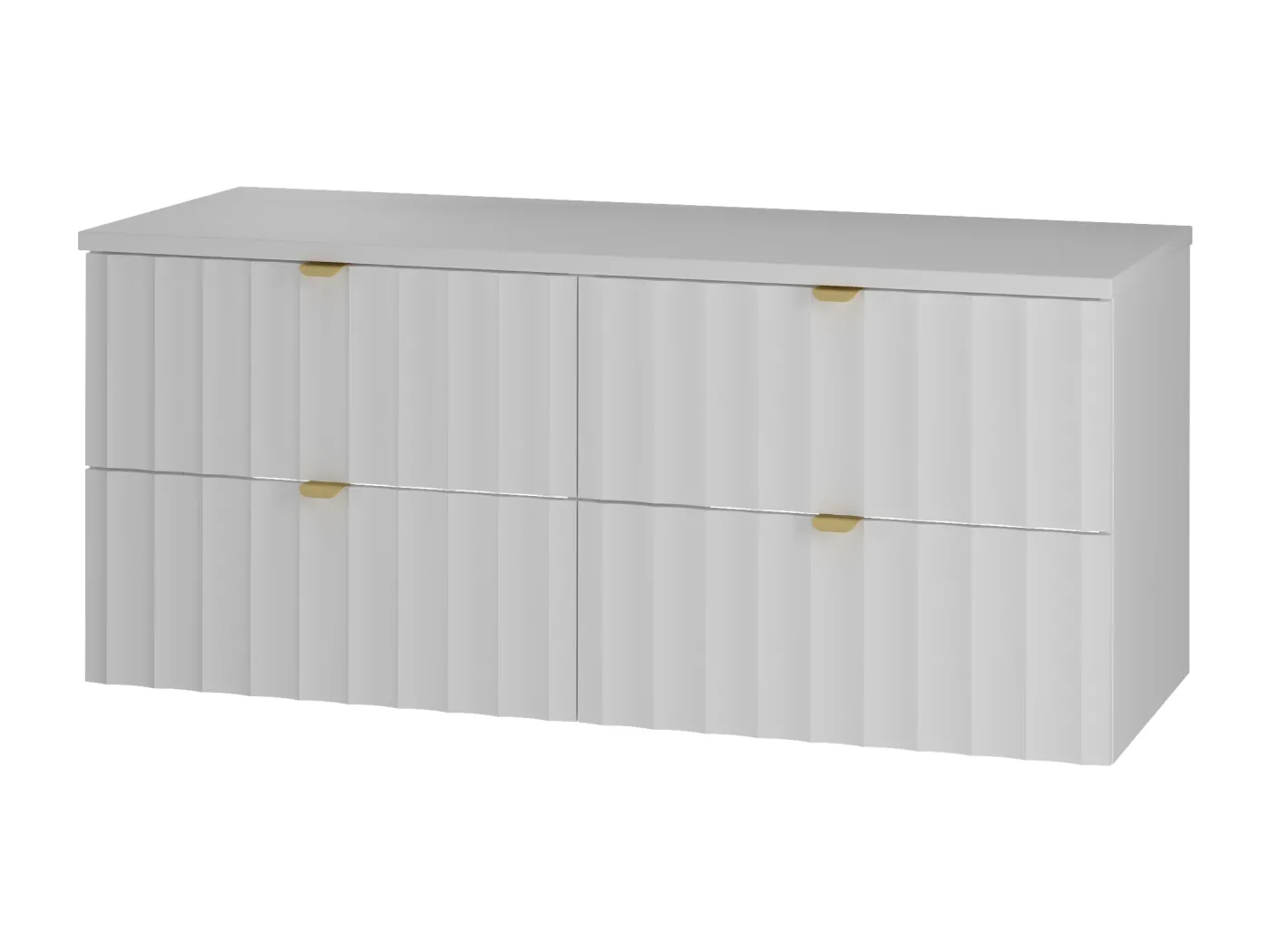 Weiß Badezimmer Set 120cm Schrank mit Arbeitsplatte geriffelte Fronten Arcos