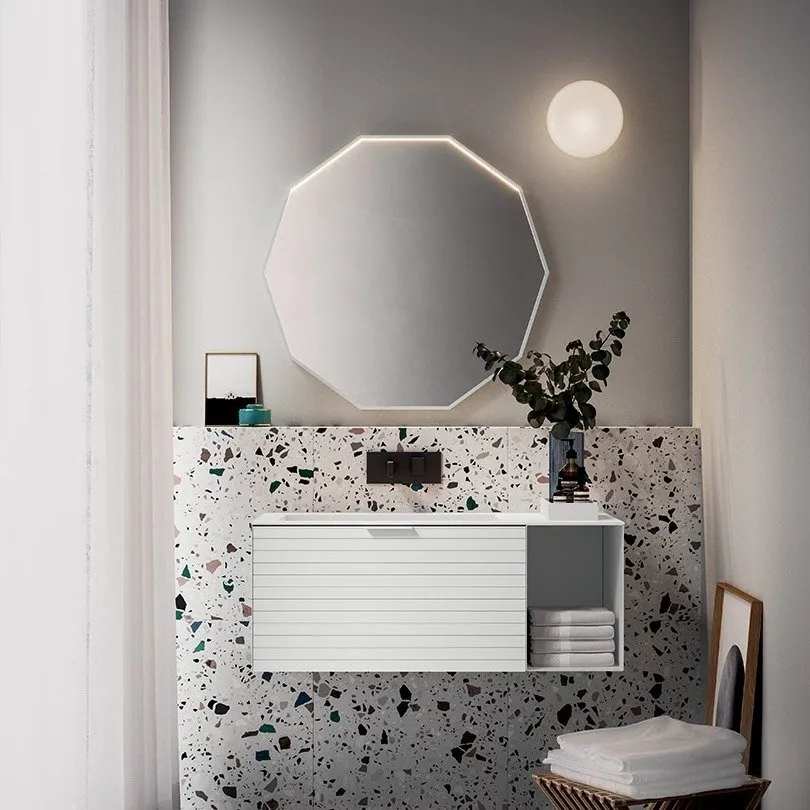 ARTESI FILO+ FP14 WANDWASCHTISCH MIT 1 SCHUBLADE, OFFENEM SOCKEL UND SPIEGEL