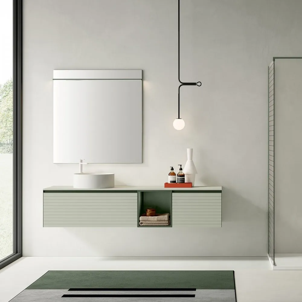 ARTESI FILO+ FP06 WANDWASCHTISCH MIT 2 SCHUBLADEN, WASCHBECKEN UND SPIEGEL