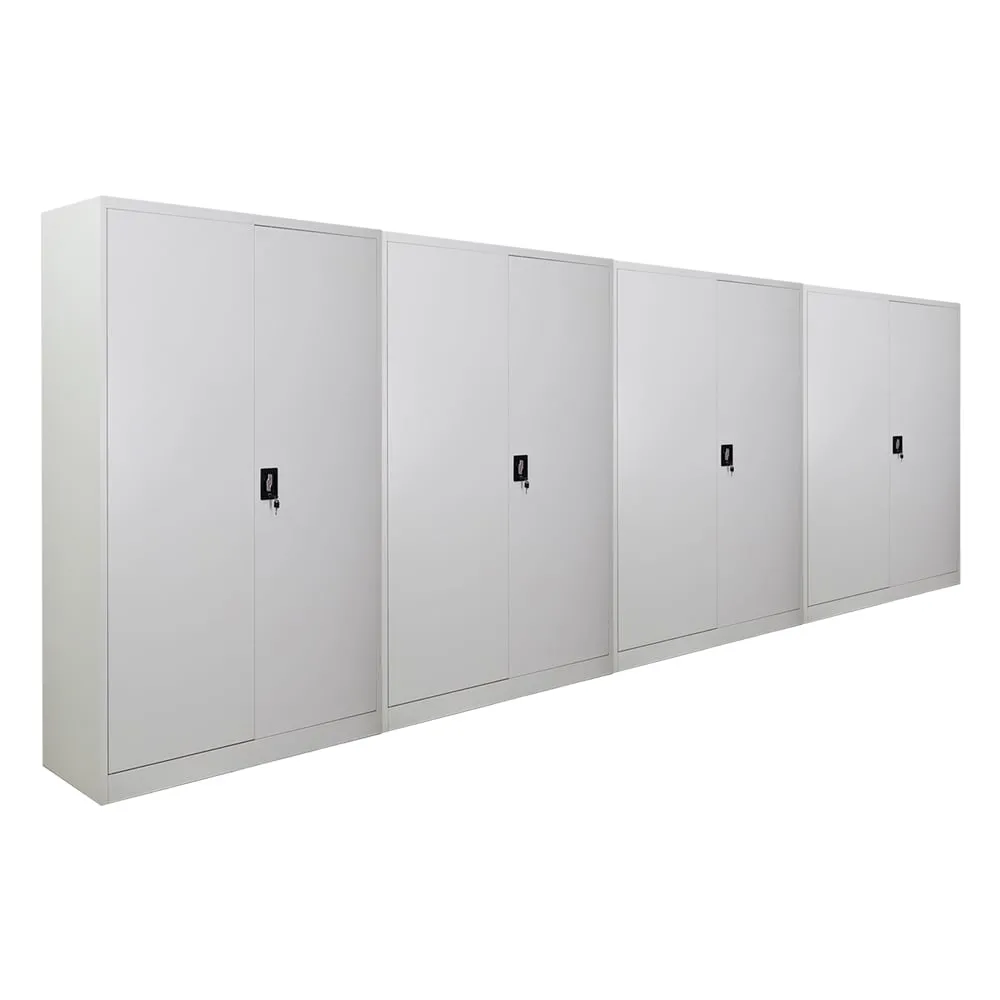 Mega Deal | 4x Flügeltürenschrank ELEPHANT mit 2 Türen, abschließbar | HxBxT 180x120x40cm | 4 Ebenen | Stahl mit Pulverbeschichtung | Lichtgrau | Spind Aktenschrank Metallschrank Werkstattschrank Mehrzweckschrank