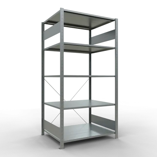 Schulte Fachbodenregal MULTIplus150 Stecksystem | Grundregal | HxBxT 200x100x80cm | 5 Ebenen | Fachlast 150kg | Verzinkt