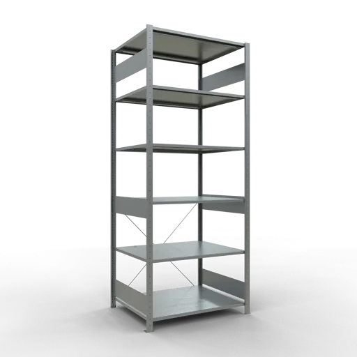 Schulte Fachbodenregal MULTIplus150 Stecksystem | Grundregal | HxBxT 250x100x80cm | 6 Ebenen | Fachlast 150kg | Verzinkt