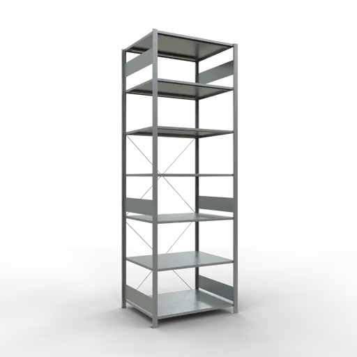 Schulte Fachbodenregal MULTIplus150 Stecksystem | Grundregal | HxBxT 300x100x80cm | 7 Ebenen | Fachlast 150kg | Verzinkt