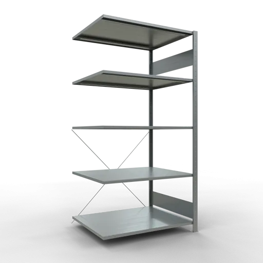 Schulte Fachbodenregal MULTIplus150 Stecksystem | Anbauregal | HxBxT 200x100x80cm | 5 Ebenen | Fachlast 150kg | Verzinkt