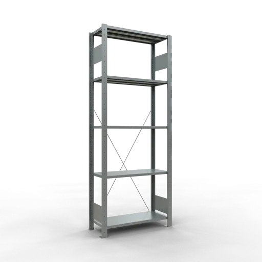 Schulte Fachbodenregal MULTIplus150 Stecksystem | Grundregal | HxBxT 200x75x30cm | 5 Ebenen | Fachlast 150kg | Verzinkt