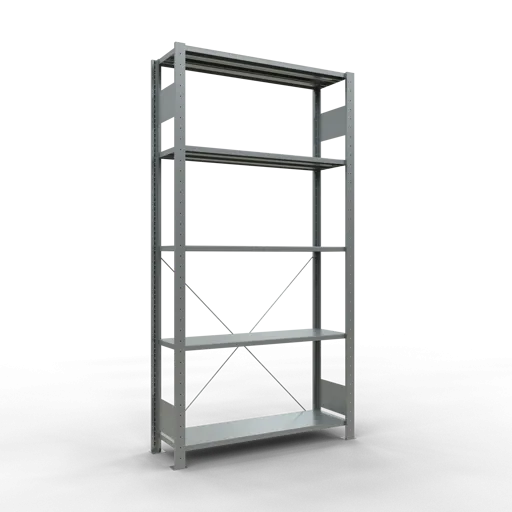 Schulte Fachbodenregal MULTIplus150 Stecksystem | Grundregal | HxBxT 200x100x30cm | 5 Ebenen | Fachlast 150kg | Verzinkt