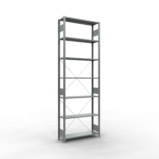 Schulte Fachbodenregal MULTIplus150 Stecksystem | Grundregal | HxBxT 300x100x30cm | 7 Ebenen | Fachlast 150kg | Verzinkt