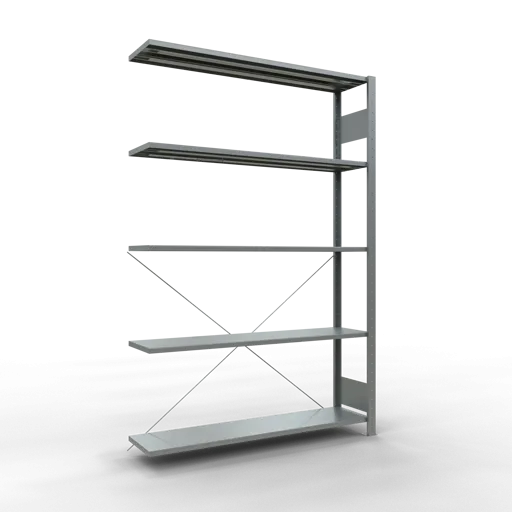 Schulte Fachbodenregal MULTIplus150 Stecksystem | Anbauregal | HxBxT 200x130x30cm | 5 Ebenen | Fachlast 150kg | Verzinkt