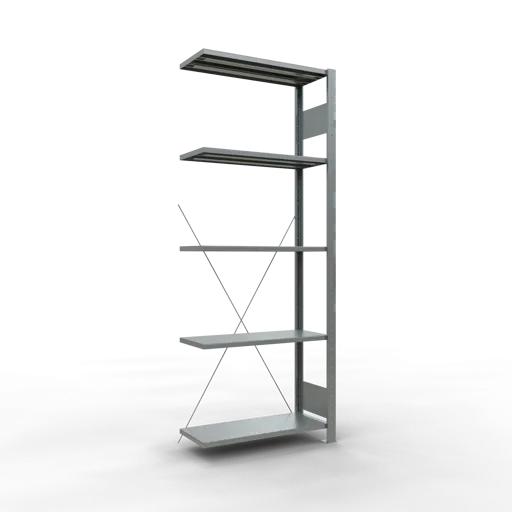 Schulte Fachbodenregal MULTIplus150 Stecksystem | Anbauregal | HxBxT 200x75x30cm | 5 Ebenen | Fachlast 150kg | Verzinkt