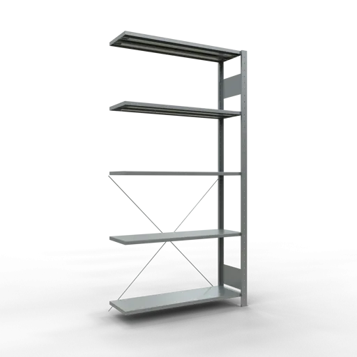 Schulte Fachbodenregal MULTIplus150 Stecksystem | Anbauregal | HxBxT 200x100x30cm | 5 Ebenen | Fachlast 150kg | Verzinkt