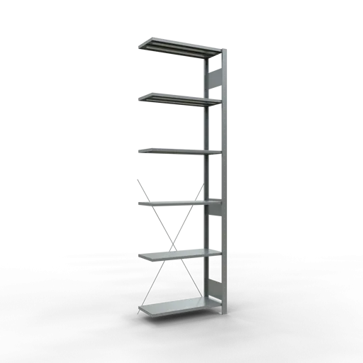 Schulte Fachbodenregal MULTIplus150 Stecksystem | Anbauregal | HxBxT 250x75x30cm | 6 Ebenen | Fachlast 150kg | Verzinkt