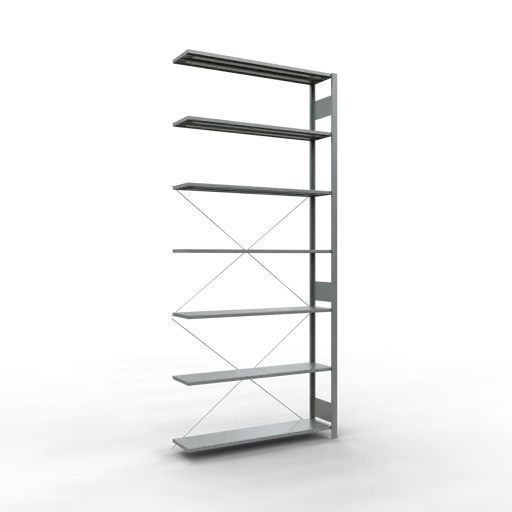 Schulte Fachbodenregal MULTIplus150 Stecksystem | Anbauregal | HxBxT 300x130x30cm | 7 Ebenen | Fachlast 150kg | Verzinkt