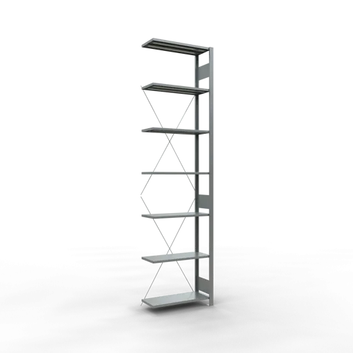 Schulte Fachbodenregal MULTIplus150 Stecksystem | Anbauregal | HxBxT 300x75x30cm | 7 Ebenen | Fachlast 150kg | Verzinkt