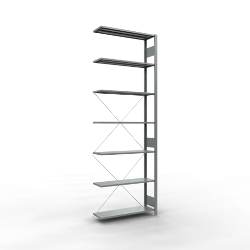 Schulte Fachbodenregal MULTIplus150 Stecksystem | Anbauregal | HxBxT 300x100x30cm | 7 Ebenen | Fachlast 150kg | Verzinkt