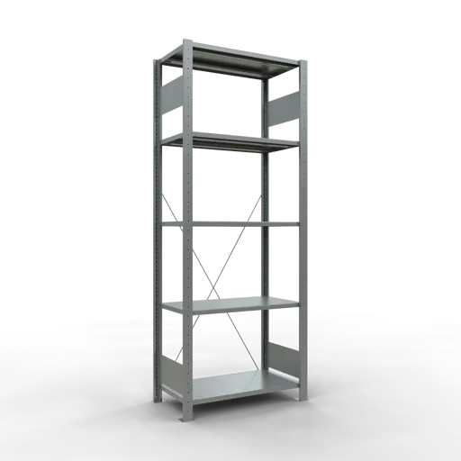 Schulte Fachbodenregal MULTIplus150 Stecksystem | Grundregal | HxBxT 200x75x40cm | 5 Ebenen | Fachlast 150kg | Verzinkt