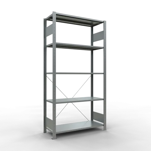 Schulte Fachbodenregal MULTIplus150 Stecksystem | Grundregal | HxBxT 200x100x40cm | 5 Ebenen | Fachlast 150kg | Verzinkt