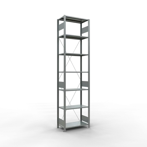 Schulte Fachbodenregal MULTIplus150 Stecksystem | Grundregal | HxBxT 300x75x40cm | 7 Ebenen | Fachlast 150kg | Verzinkt