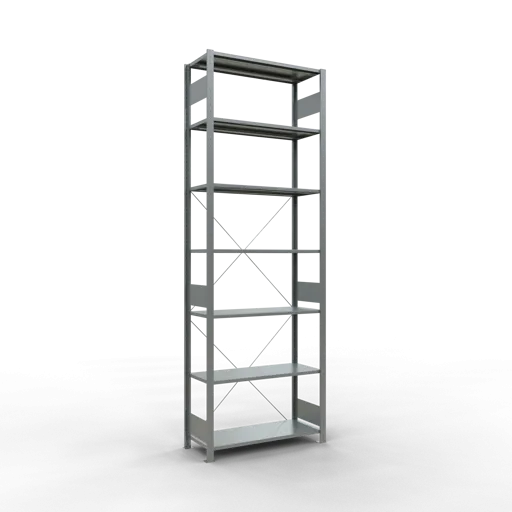 Schulte Fachbodenregal MULTIplus150 Stecksystem | Grundregal | HxBxT 300x100x40cm | 7 Ebenen | Fachlast 150kg | Verzinkt