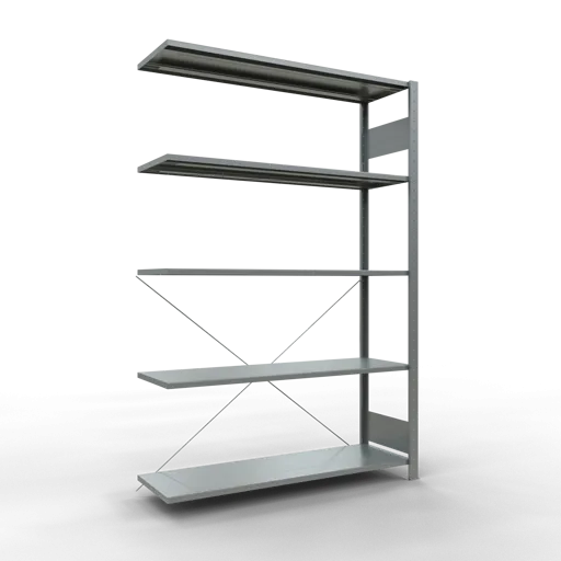 Schulte Fachbodenregal MULTIplus150 Stecksystem | Anbauregal | HxBxT 200x130x40cm | 5 Ebenen | Fachlast 150kg | Verzinkt