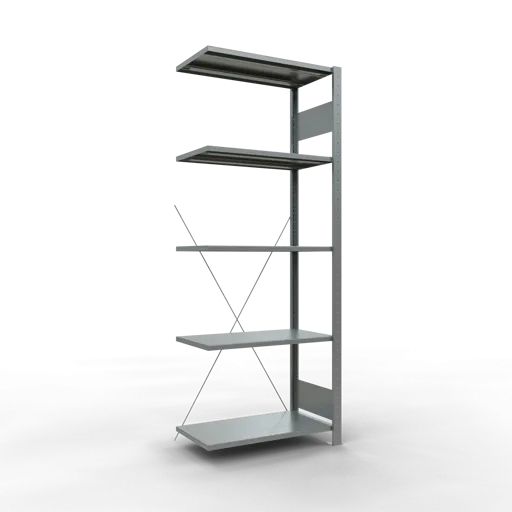 Schulte Fachbodenregal MULTIplus150 Stecksystem | Anbauregal | HxBxT 200x75x40cm | 5 Ebenen | Fachlast 150kg | Verzinkt