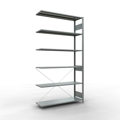 Schulte Fachbodenregal MULTIplus150 Stecksystem | Anbauregal | HxBxT 250x130x40cm | 6 Ebenen | Fachlast 150kg | Verzinkt