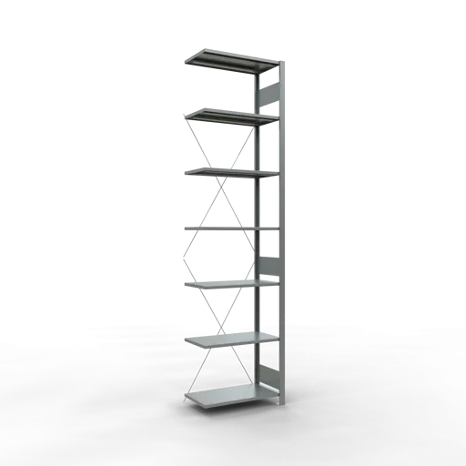 Schulte Fachbodenregal MULTIplus150 Stecksystem | Anbauregal | HxBxT 300x75x40cm | 7 Ebenen | Fachlast 150kg | Verzinkt
