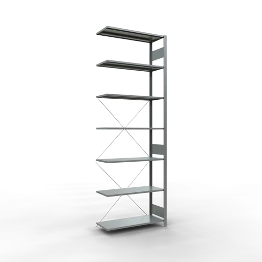 Schulte Fachbodenregal MULTIplus150 Stecksystem | Anbauregal | HxBxT 300x100x40cm | 7 Ebenen | Fachlast 150kg | Verzinkt