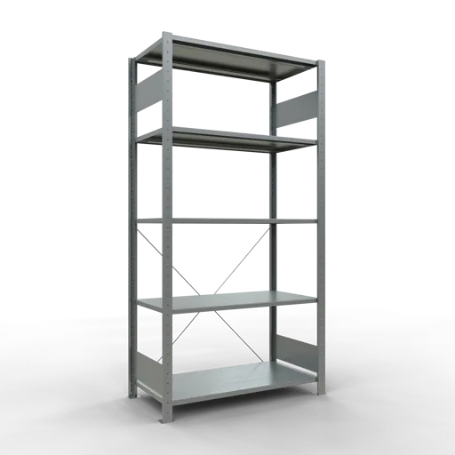 Schulte Fachbodenregal MULTIplus150 Stecksystem | Grundregal | HxBxT 200x100x50cm | 5 Ebenen | Fachlast 150kg | Verzinkt