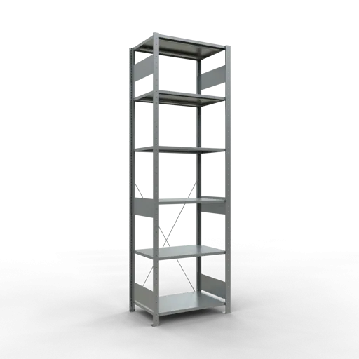 Schulte Fachbodenregal MULTIplus150 Stecksystem | Grundregal | HxBxT 250x75x50cm | 6 Ebenen | Fachlast 150kg | Verzinkt