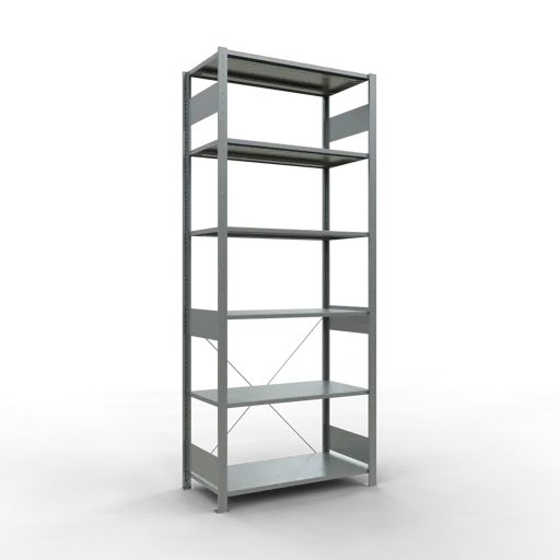 Schulte Fachbodenregal MULTIplus150 Stecksystem | Grundregal | HxBxT 250x100x50cm | 6 Ebenen | Fachlast 150kg | Verzinkt