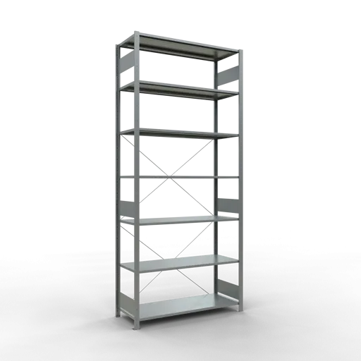 Schulte Fachbodenregal MULTIplus150 Stecksystem | Grundregal | HxBxT 300x130x50cm | 7 Ebenen | Fachlast 150kg | Verzinkt