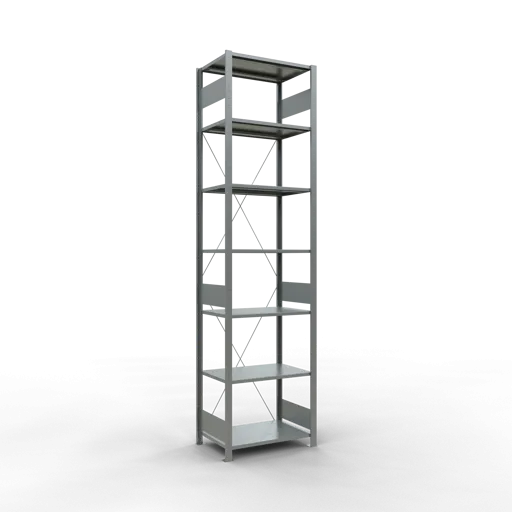 Schulte Fachbodenregal MULTIplus150 Stecksystem | Grundregal | HxBxT 300x75x50cm | 7 Ebenen | Fachlast 150kg | Verzinkt