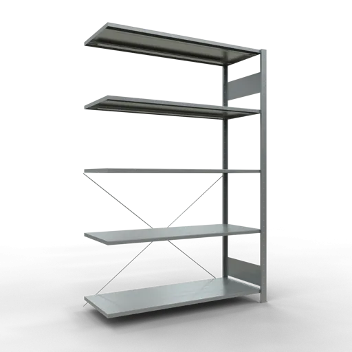 Schulte Fachbodenregal MULTIplus150 Stecksystem | Anbauregal | HxBxT 200x130x50cm | 5 Ebenen | Fachlast 150kg | Verzinkt