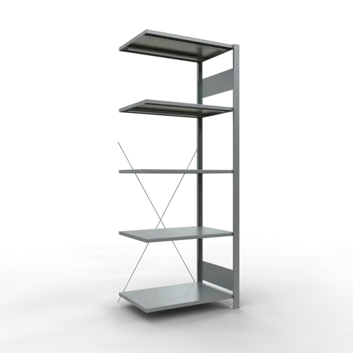 Schulte Fachbodenregal MULTIplus150 Stecksystem | Anbauregal | HxBxT 200x75x50cm | 5 Ebenen | Fachlast 150kg | Verzinkt