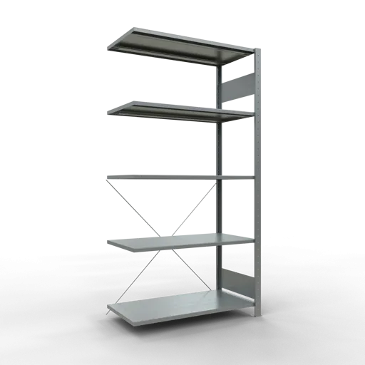 Schulte Fachbodenregal MULTIplus150 Stecksystem | Anbauregal | HxBxT 200x100x50cm | 5 Ebenen | Fachlast 150kg | Verzinkt