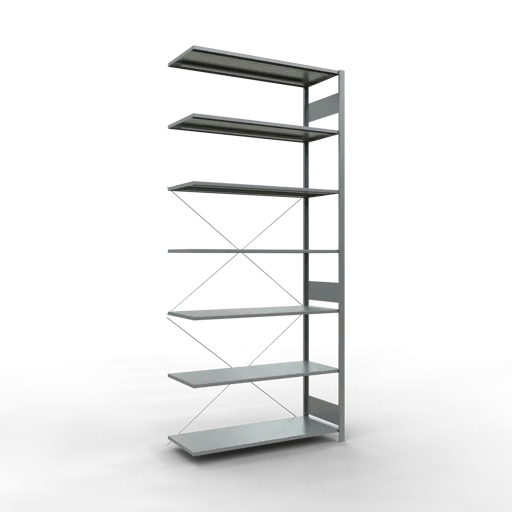 Schulte Fachbodenregal MULTIplus150 Stecksystem | Anbauregal | HxBxT 300x130x50cm | 7 Ebenen | Fachlast 150kg | Verzinkt