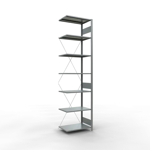 Schulte Fachbodenregal MULTIplus150 Stecksystem | Anbauregal | HxBxT 300x75x50cm | 7 Ebenen | Fachlast 150kg | Verzinkt